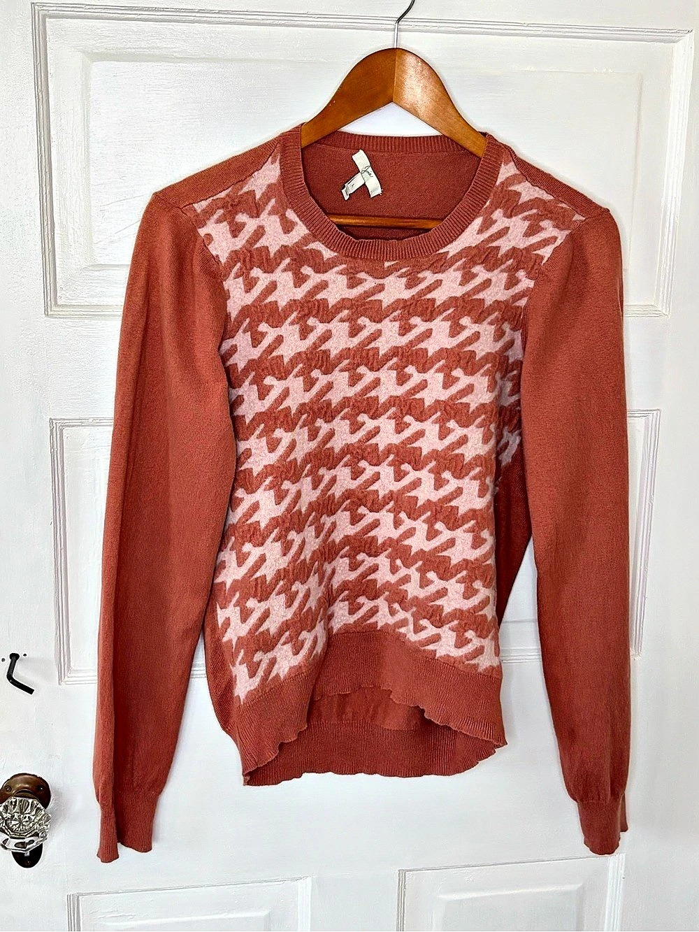 Joie Cotton/Wool/Alpaca/Cashmere Blend Sweater in Patterned Dusty Rose in Large